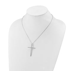 Sterling Shimmer Sterling Silver Rhodium-plated 1.3mm CZ 50 Stone Cross 16 inch with 2 inch Extension Necklace QSH158-16