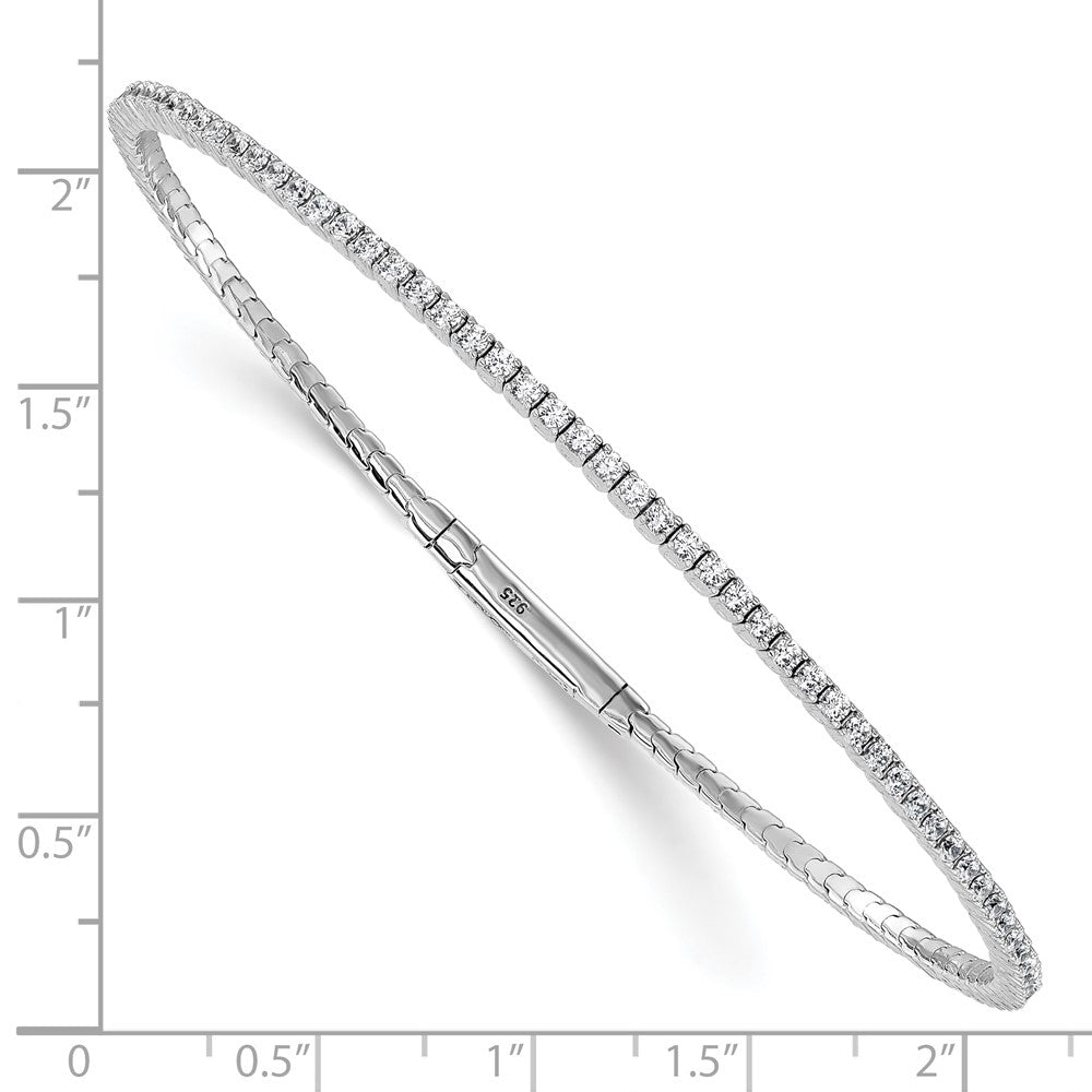 Sterling Shimmer Sterling Silver Rhodium-plated 1.7mm CZ 94 Stone 8 inch Flexible Bangle Bracelet QSH162-8
