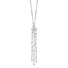 Sterling Shimmer Sterling Silver Rhodium-plated CZ 38 Stone 10 Station with 3 Dangles 16 inch with 2 inch Extension Necklace QSH166-16