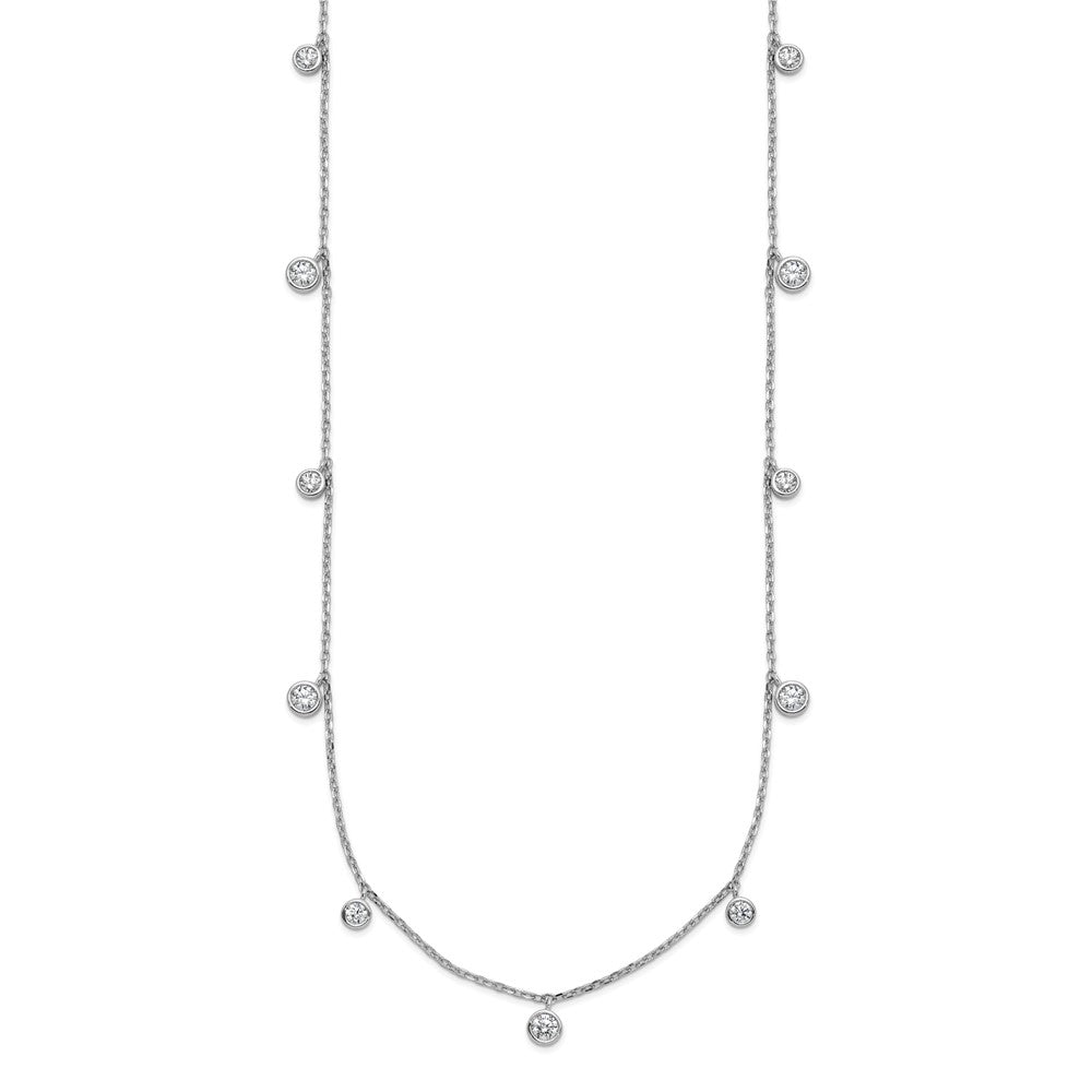 Sterling Shimmer Sterling Silver Rhodium-plated CZ 9 Stone 9 Station 16 inch with 2 inch Extension Necklace QSH168-16