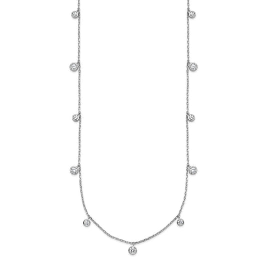 Sterling Shimmer Sterling Silver Rhodium-plated CZ 9 Stone 9 Station 16 inch with 2 inch Extension Necklace QSH168-16