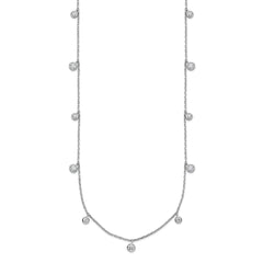 Sterling Shimmer Sterling Silver Rhodium-plated CZ 9 Stone 9 Station 16 inch with 2 inch Extension Necklace QSH168-16