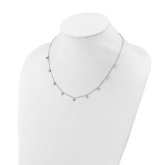 Sterling Shimmer Sterling Silver Rhodium-plated CZ 9 Stone 9 Station 16 inch with 2 inch Extension Necklace QSH168-16