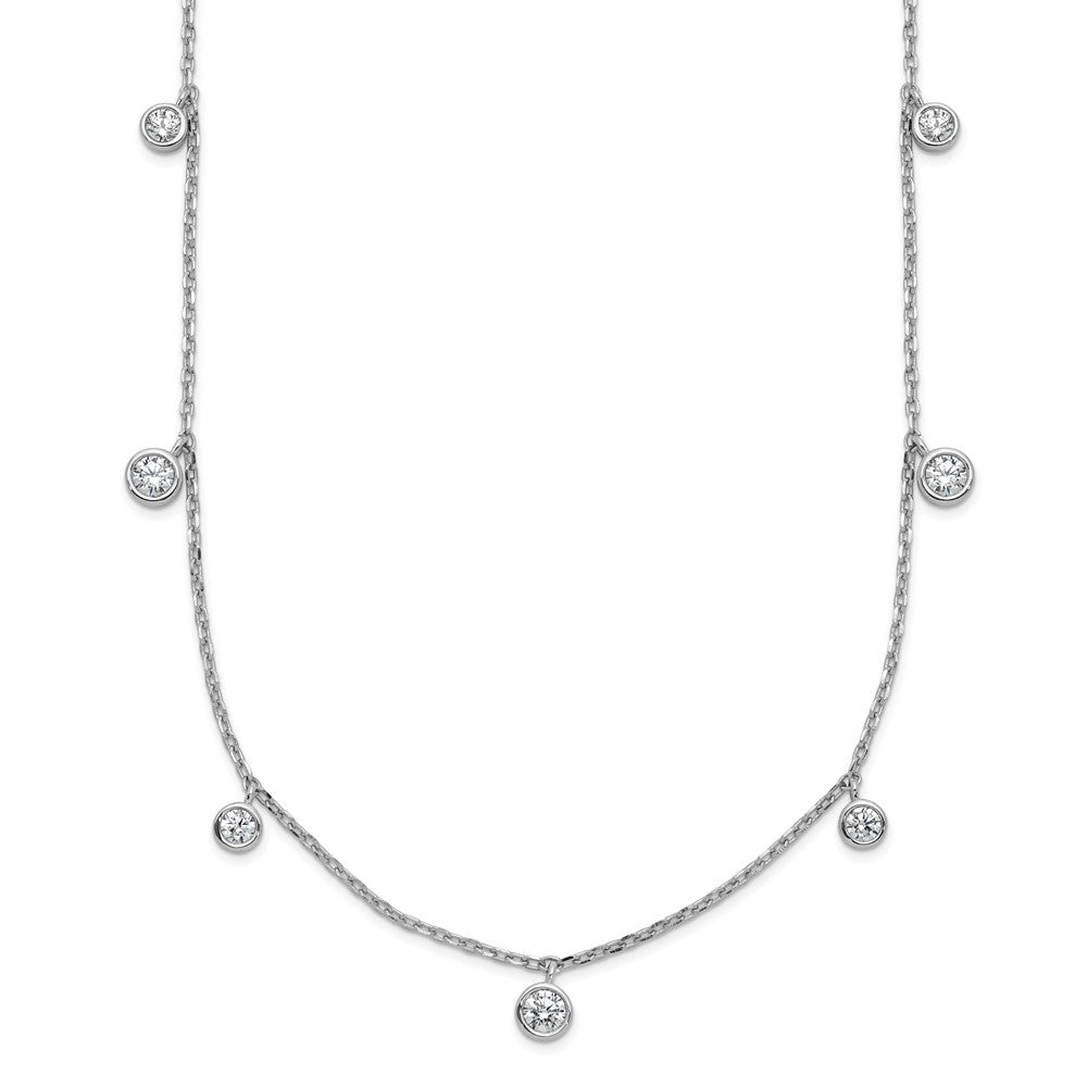 Sterling Shimmer Sterling Silver Rhodium-plated CZ 9 Stone 9 Station 16 inch with 2 inch Extension Necklace QSH168-16