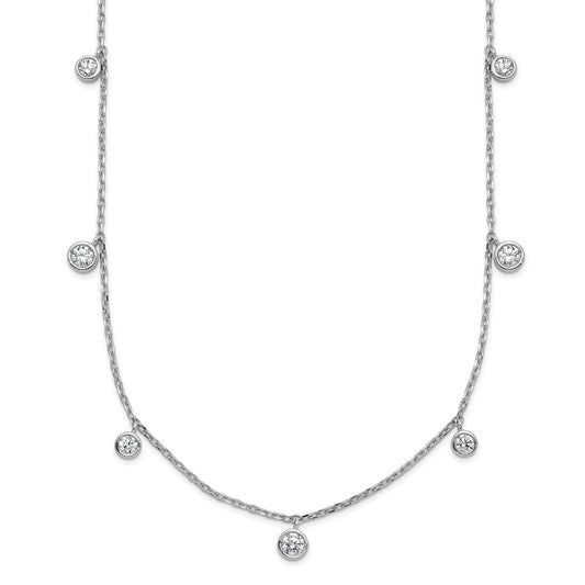 Sterling Shimmer Sterling Silver Rhodium-plated CZ 9 Stone 9 Station 16 inch with 2 inch Extension Necklace QSH168-16