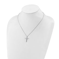 Sterling Shimmer Sterling Silver Rhodium-plated CZ 21 Stone Cross 16 inch with 2 inch Extension Necklace QSH169-16