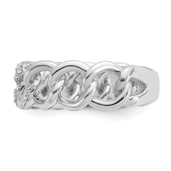 Sterling Shimmer Sterling Silver Rhodium-plated CZ 30 Stone Size 6 Link Circles Ring