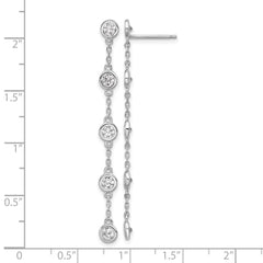 QSH171 Sterling Silver Rhodium-plated CZ 5 Station Dangle Post Earrings