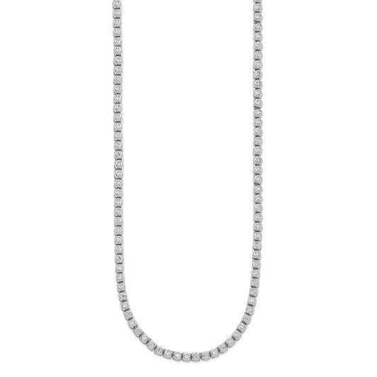 Sterling Shimmer Sterling Silver Rhodium-plated Bezel Set 1.7mm CZ 135 Stone 17 inch Necklace QSH172-17