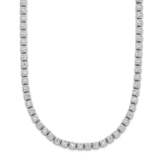 Sterling Shimmer Sterling Silver Rhodium-plated Bezel Set 1.7mm CZ 135 Stone 17 inch Necklace QSH172-17