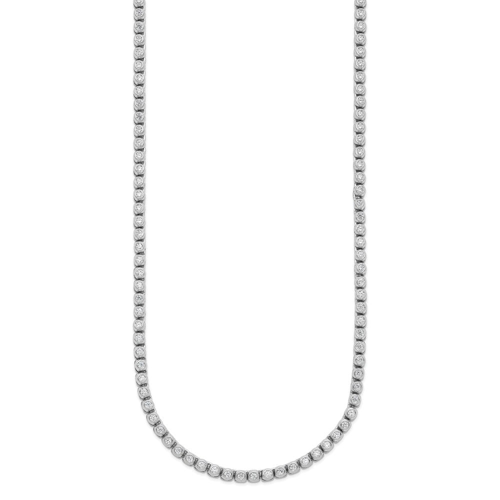 Sterling Shimmer Sterling Silver Rhodium-plated Bezel Set 1.7mm CZ 159 Stone 20 inch Necklace QSH172-20