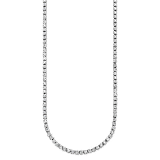 Sterling Shimmer Sterling Silver Rhodium-plated Bezel Set 1.7mm CZ 159 Stone 20 inch Necklace QSH172-20