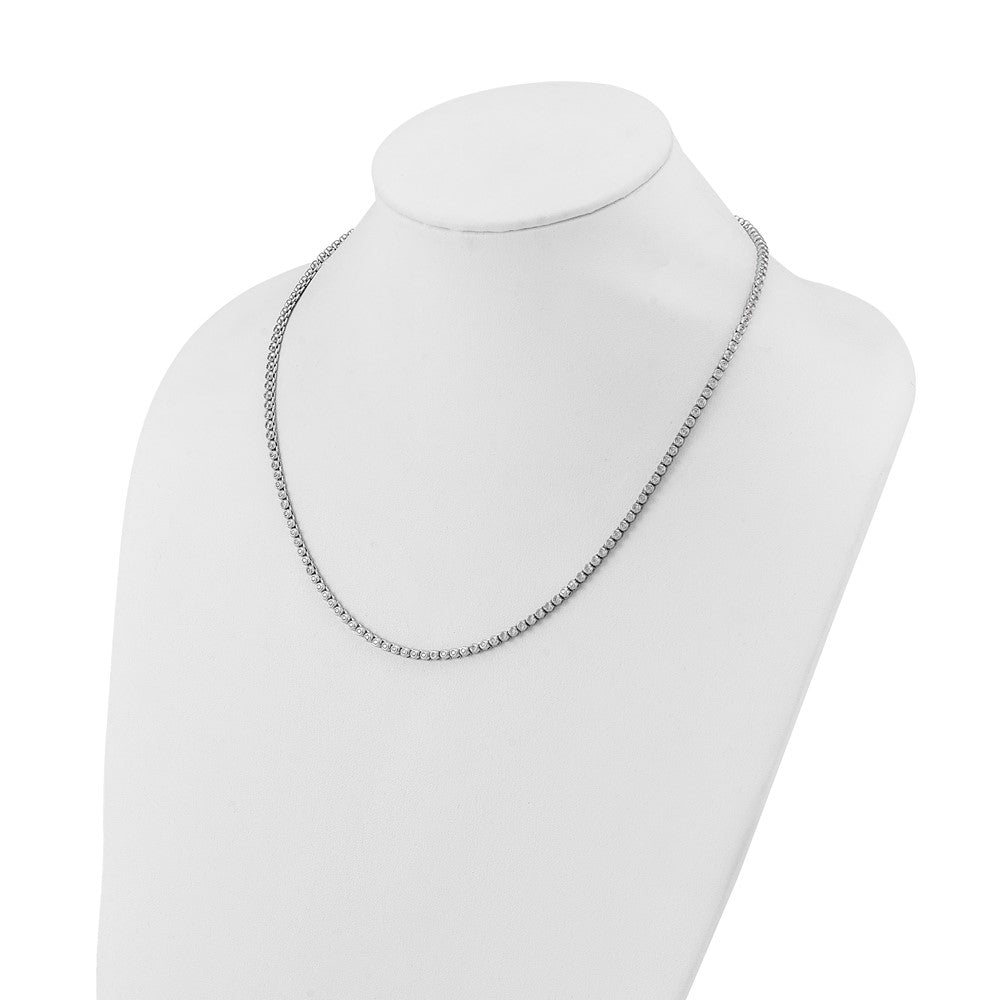 Sterling Shimmer Sterling Silver Rhodium-plated Bezel Set 1.7mm CZ 159 Stone 20 inch Necklace QSH172-20