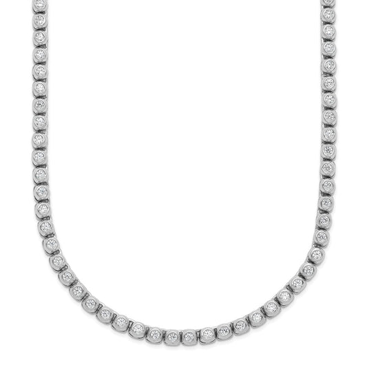 Sterling Shimmer Sterling Silver Rhodium-plated Bezel Set 1.7mm CZ 159 Stone 20 inch Necklace QSH172-20