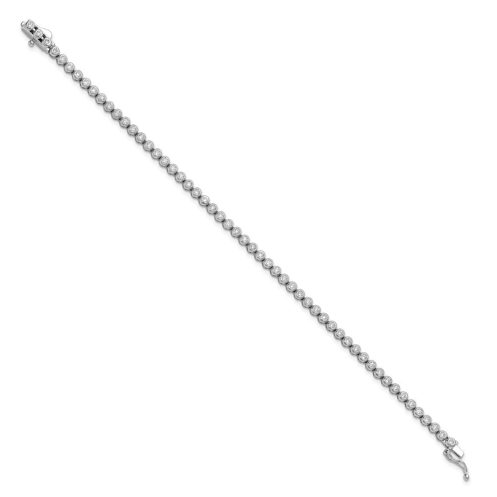 Sterling Shimmer Sterling Silver Rhodium-plated Bezel Set 1.7mm CZ 54 Stone 7 inch Bracelet QSH172-7
