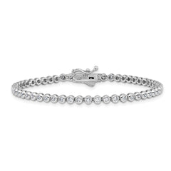 Sterling Shimmer Sterling Silver Rhodium-plated Bezel Set 1.7mm CZ 54 Stone 7 inch Bracelet QSH172-7