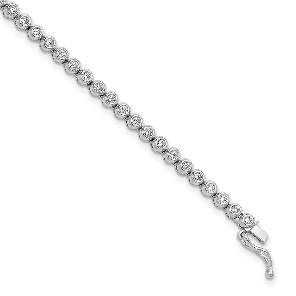 Sterling Shimmer Sterling Silver Rhodium-plated Bezel Set 1.7mm CZ 61 Stone 8 inch Bracelet QSH172-8