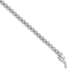 Sterling Shimmer Sterling Silver Rhodium-plated Bezel Set 1.7mm CZ 61 Stone 8 inch Bracelet QSH172-8