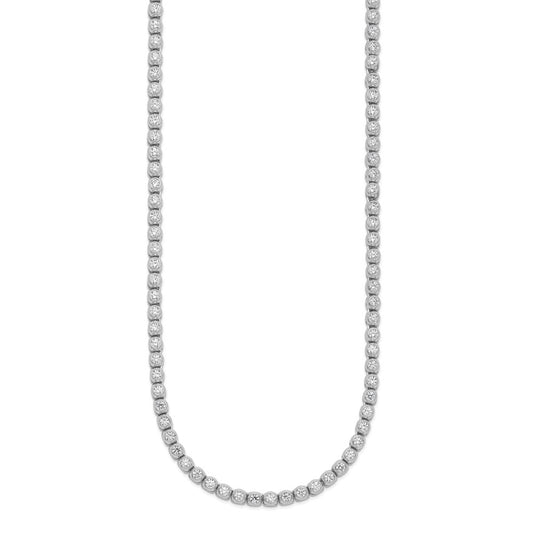 Sterling Shimmer Sterling Silver Rhodium-plated Bezel Set 2.3mm CZ 115 Stone 17 inch Necklace QSH174-17