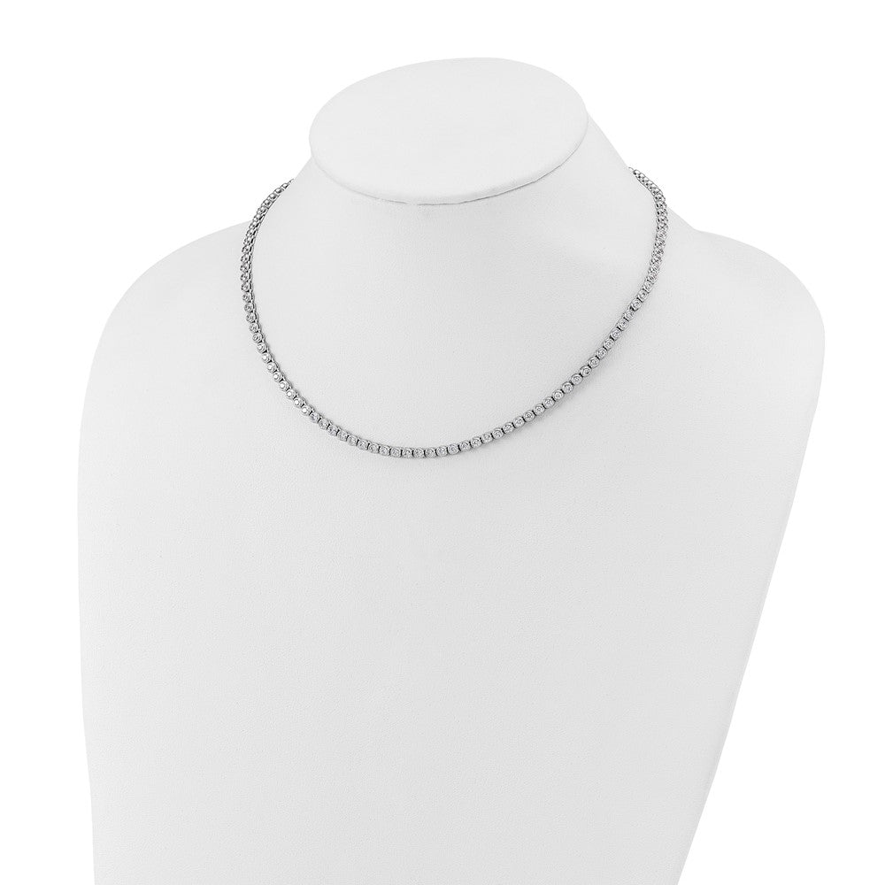 Sterling Shimmer Sterling Silver Rhodium-plated Bezel Set 2.3mm CZ 115 Stone 17 inch Necklace QSH174-17