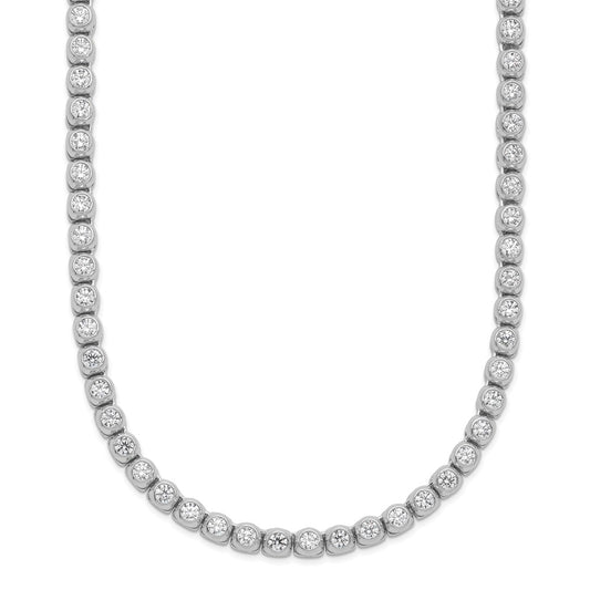 Sterling Shimmer Sterling Silver Rhodium-plated Bezel Set 2.3mm CZ 115 Stone 17 inch Necklace QSH174-17