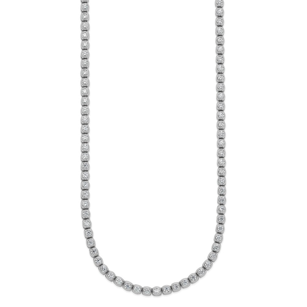 Sterling Shimmer Sterling Silver Rhodium-plated Bezel Set 2.3mm CZ 135 Stone 20 inch Necklace QSH174-20