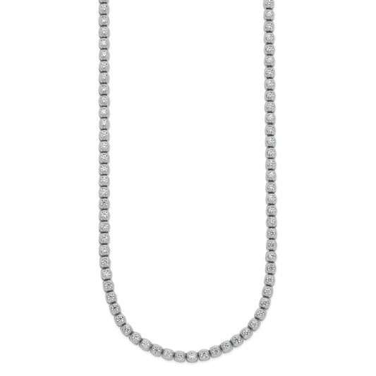Sterling Shimmer Sterling Silver Rhodium-plated Bezel Set 2.3mm CZ 135 Stone 20 inch Necklace QSH174-20