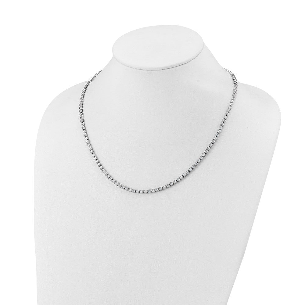 Sterling Shimmer Sterling Silver Rhodium-plated Bezel Set 2.3mm CZ 135 Stone 20 inch Necklace QSH174-20