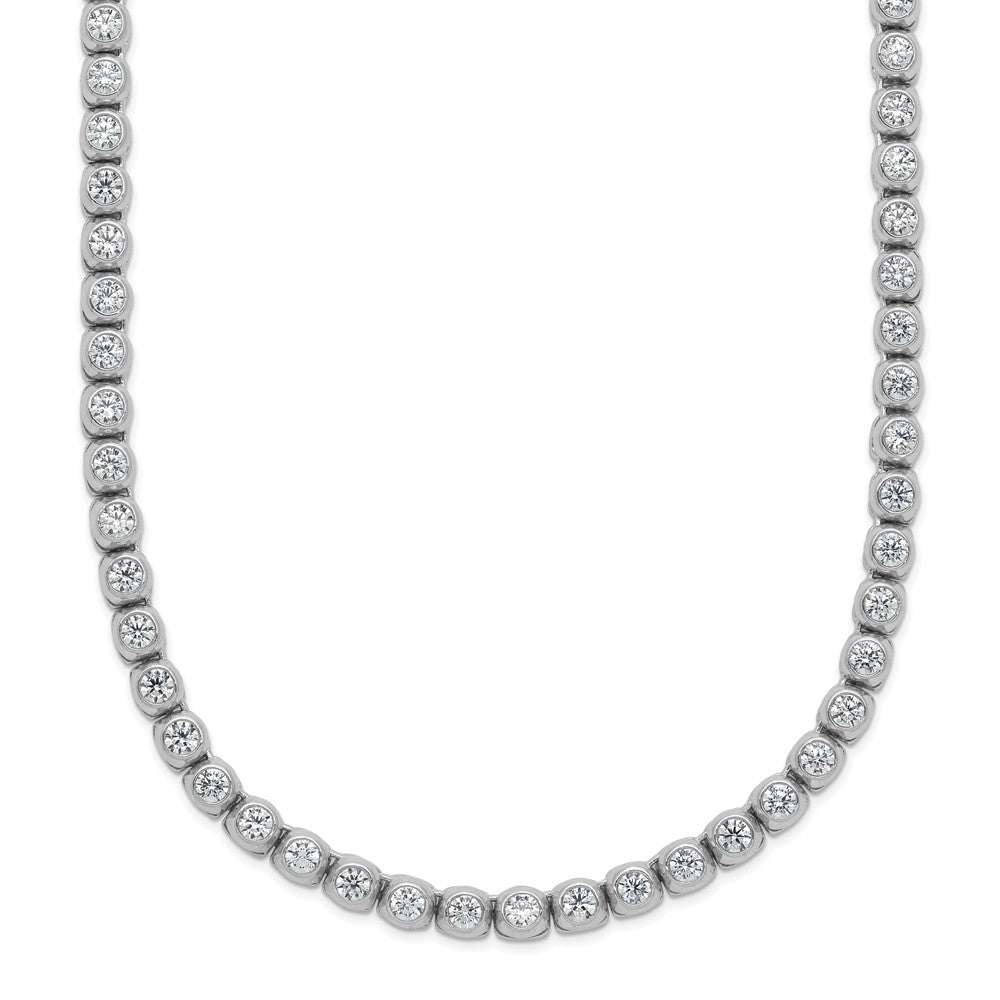 Sterling Shimmer Sterling Silver Rhodium-plated Bezel Set 2.3mm CZ 135 Stone 20 inch Necklace QSH174-20