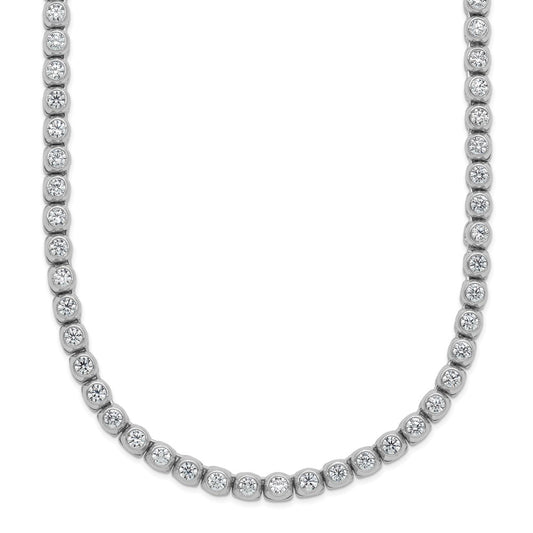 Sterling Shimmer Sterling Silver Rhodium-plated Bezel Set 2.3mm CZ 135 Stone 20 inch Necklace QSH174-20