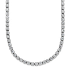 Sterling Shimmer Sterling Silver Rhodium-plated Bezel Set 2.3mm CZ 135 Stone 20 inch Necklace QSH174-20