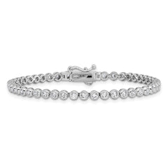 Sterling Shimmer Sterling Silver Rhodium-plated Bezel Set 2.3mm CZ 48 Stone 7 inch Bracelet QSH174-7