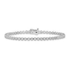 Sterling Shimmer Sterling Silver Rhodium-plated Bezel Set 2.3mm CZ 55 Stone 8 inch Bracelet QSH174-8