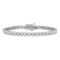Sterling Shimmer Sterling Silver Rhodium-plated Bezel Set 2.5mm CZ 45 Stone 7 inch Bracelet QSH176-7