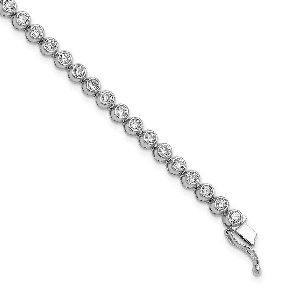Sterling Shimmer Sterling Silver Rhodium-plated Bezel Set 2.5mm CZ 45 Stone 7 inch Bracelet QSH176-7