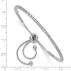 Sterling Shimmer Sterling Silver Rhodium-plated 2mm CZ 60 Stone Adjustable Bracelet QSH180