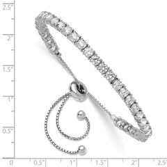 Sterling Shimmer Sterling Silver Rhodium-plated 3.5mm CZ 35 Stone Adjustable Bracelet QSH182