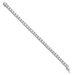 Sterling Shimmer Sterling Silver Rhodium-plated 5mm CZ 34 Stone 7 inch Bracelet QSH183-7