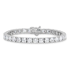 Sterling Shimmer Sterling Silver Rhodium-plated 5mm CZ 34 Stone 7 inch Bracelet QSH183-7