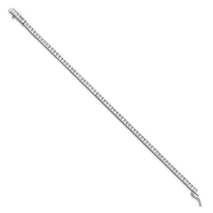 Sterling Shimmer Sterling Silver Rhodium-plated Square 2mm x 2mm CZ 74 Stone 7 inch Bracelet QSH184-7