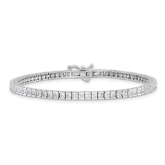 Sterling Shimmer Sterling Silver Rhodium-plated Square 2mm x 2mm CZ 74 Stone 7 inch Bracelet QSH184-7