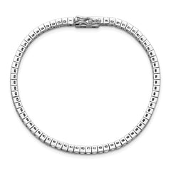 Sterling Shimmer Sterling Silver Rhodium-plated Square 2mm x 2mm CZ 74 Stone 7 inch Bracelet QSH184-7