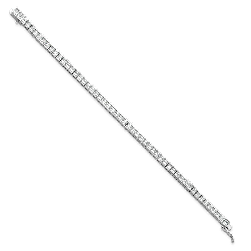 Sterling Shimmer Sterling Silver Rhodium-plated Square 3mm x 3mm CZ 53 Stone 7 inch Bracelet QSH185-7