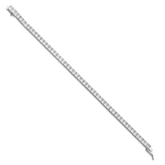 Sterling Shimmer Sterling Silver Rhodium-plated Square 3mm x 3mm CZ 53 Stone 7 inch Bracelet QSH185-7