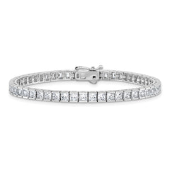 Sterling Shimmer Sterling Silver Rhodium-plated Square 3mm x 3mm CZ 53 Stone 7 inch Bracelet QSH185-7