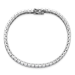 Sterling Shimmer Sterling Silver Rhodium-plated Square 3mm x 3mm CZ 53 Stone 7 inch Bracelet QSH185-7