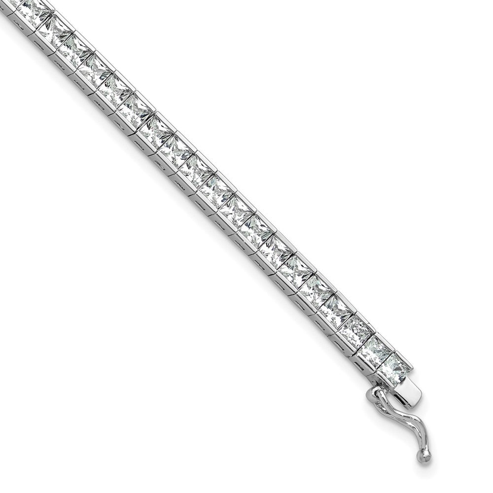 Sterling Shimmer Sterling Silver Rhodium-plated Square 3mm x 3mm CZ 61 Stone 8 inch Bracelet QSH185-8