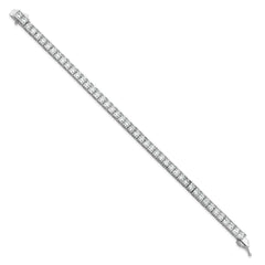 Sterling Shimmer Sterling Silver Rhodium-plated Square 3.5mm x 3.5mm CZ 46 Stone 7 inch Bracelet QSH186-7