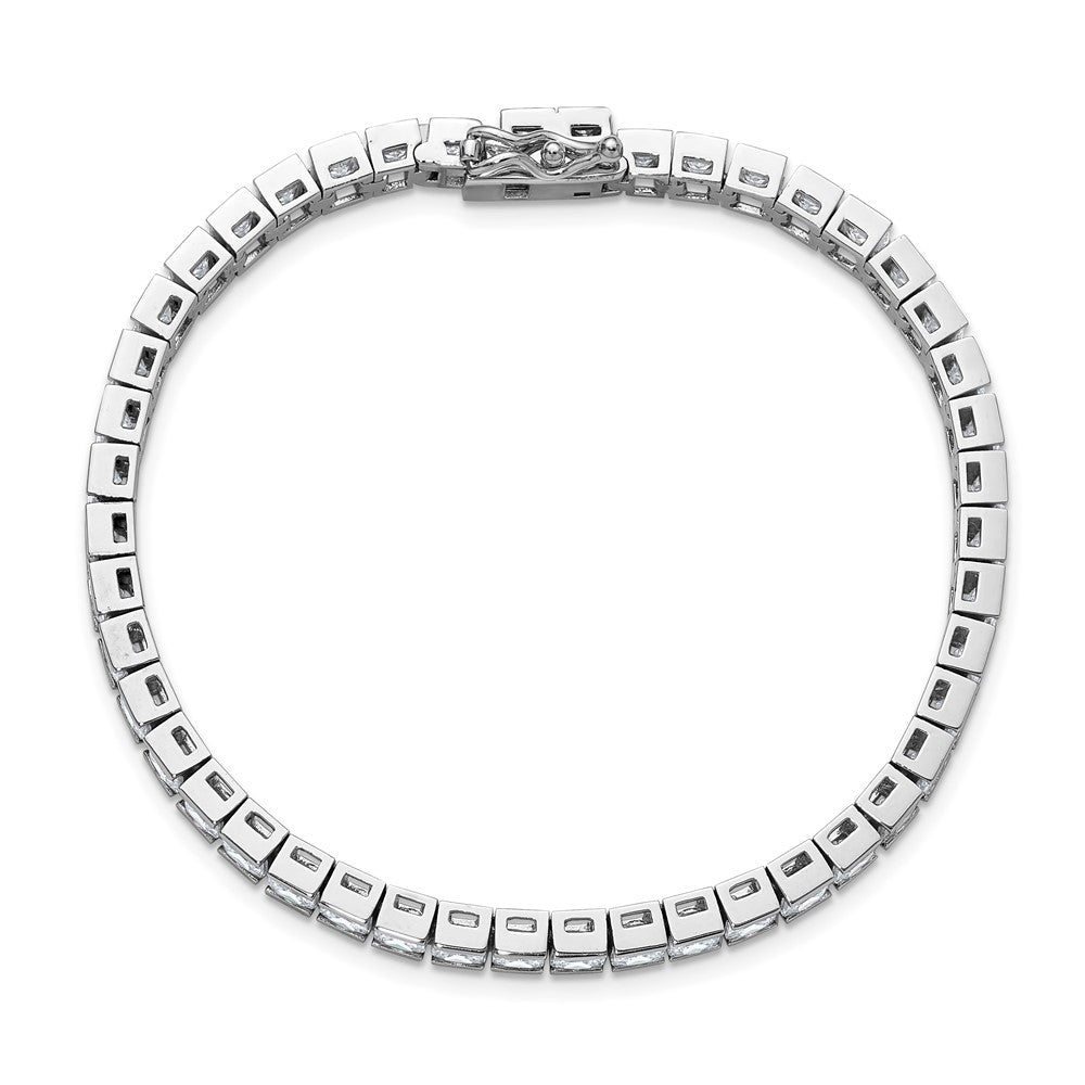 Sterling Shimmer Sterling Silver Rhodium-plated Square 3.5mm x 3.5mm CZ 46 Stone 7 inch Bracelet QSH186-7