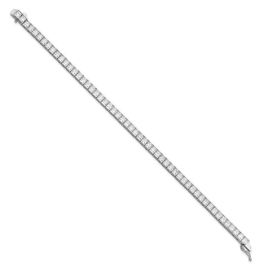 Sterling Shimmer Sterling Silver Rhodium-plated Square 3.5mm x 3.5mm CZ 54 Stone 8 inch Bracelet QSH186-8